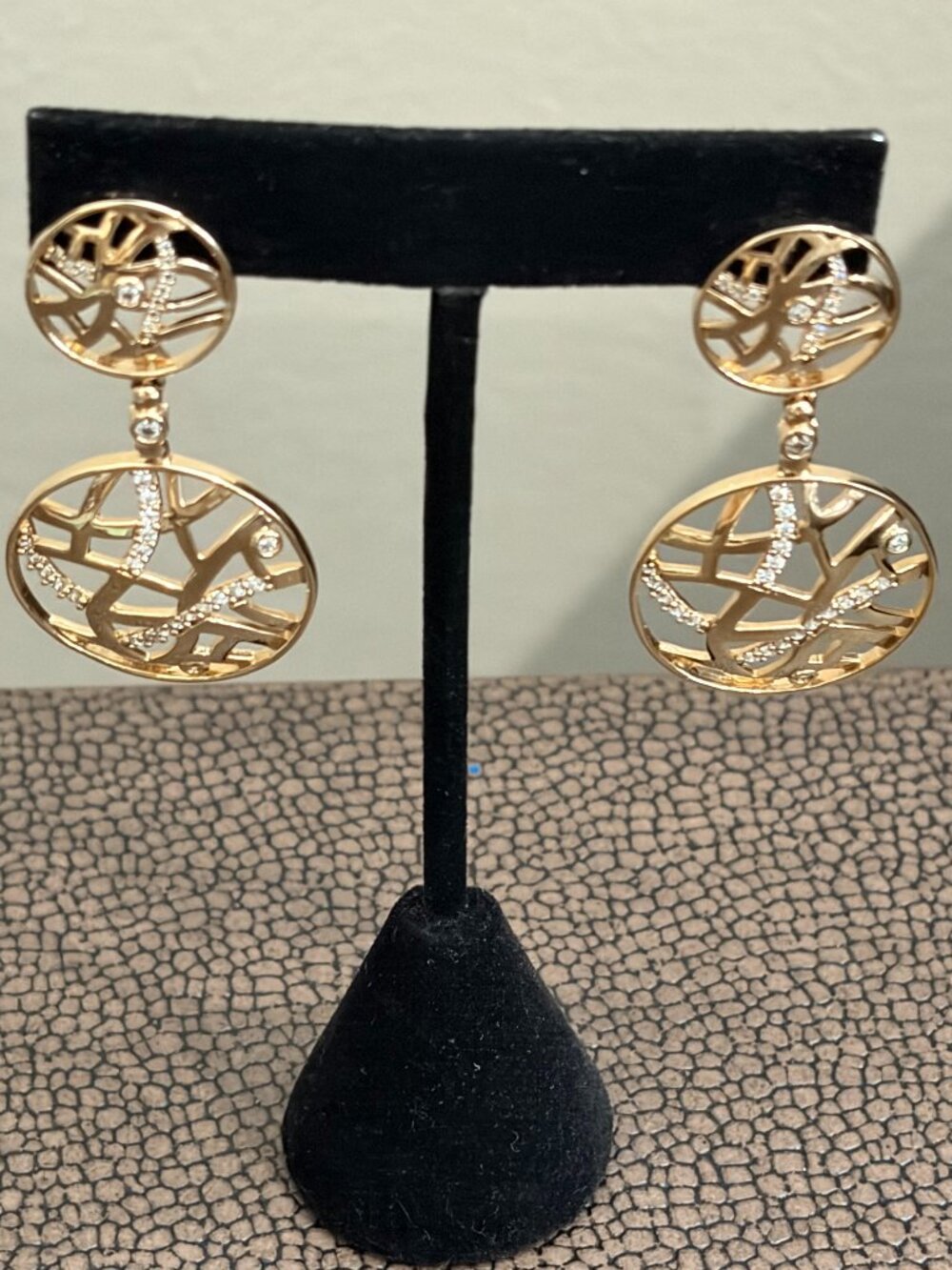 Gold Plated Double Circle Openwork Filigree Earrings